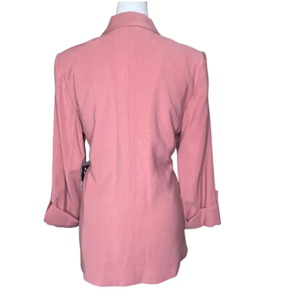 SIMPLY VERA Vera Wang Coquette Pink Roll-Tab Open Front Relaxed Blazer L
